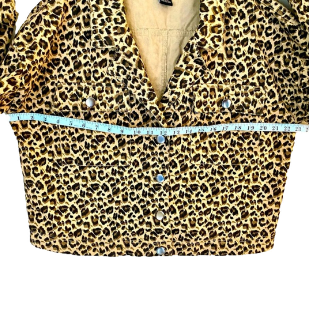 ANNA CAI NY Short Jacket Animal Print Long Sleeve Tan Black Cream Women Size L - Picture 8 of 11